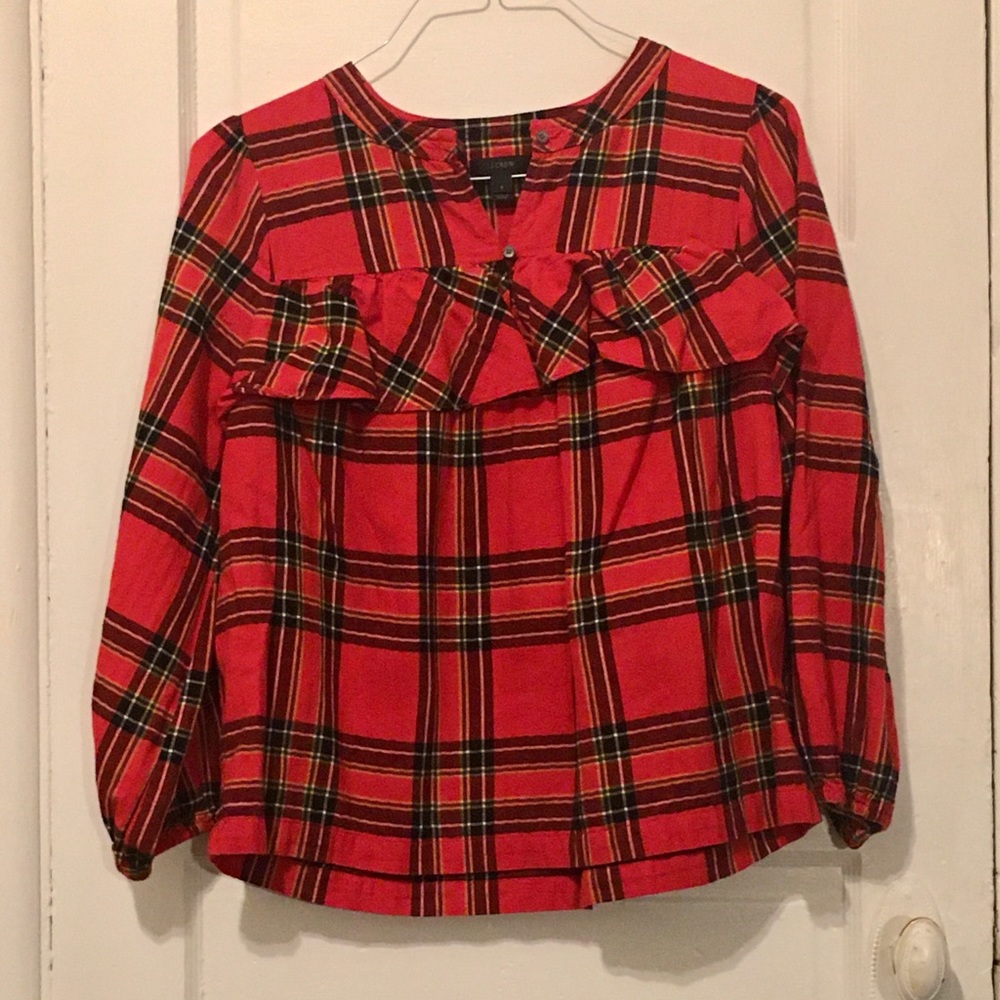 J. Crew Red Flannel Blouse // Holiday Shirt